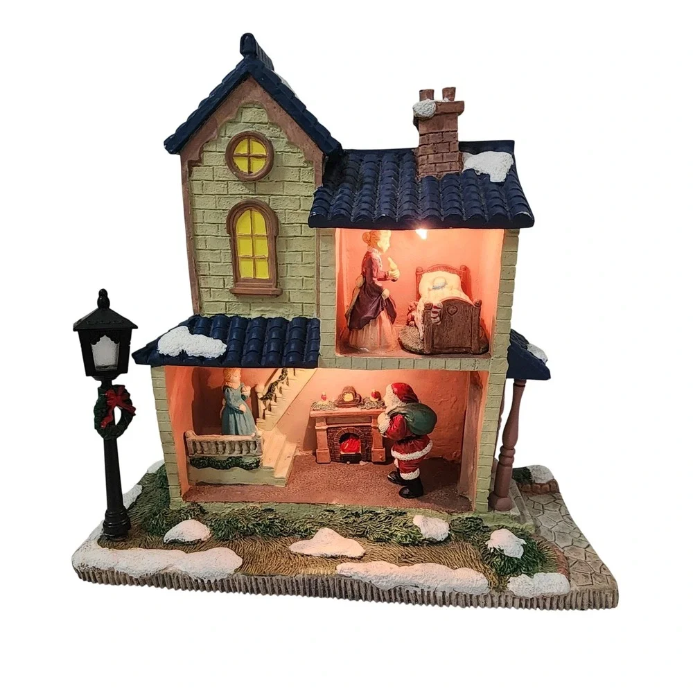 Lighted Christmas Village House Santa Claus Victorian Home Holiday Figurine